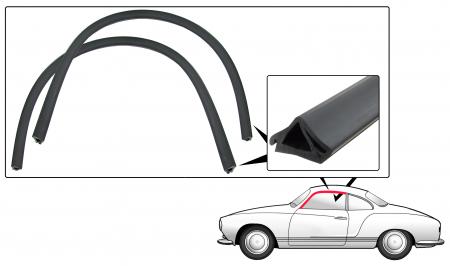 Deurrubber boven deurruit (Set). Karmann Ghia T/M 1965 (ch 145 904 319) coupe 143845211
