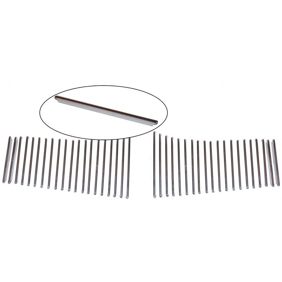 Aluminium rooster onder achterruit (orgelpijpen). Kever T/M 7/1957 sedan 