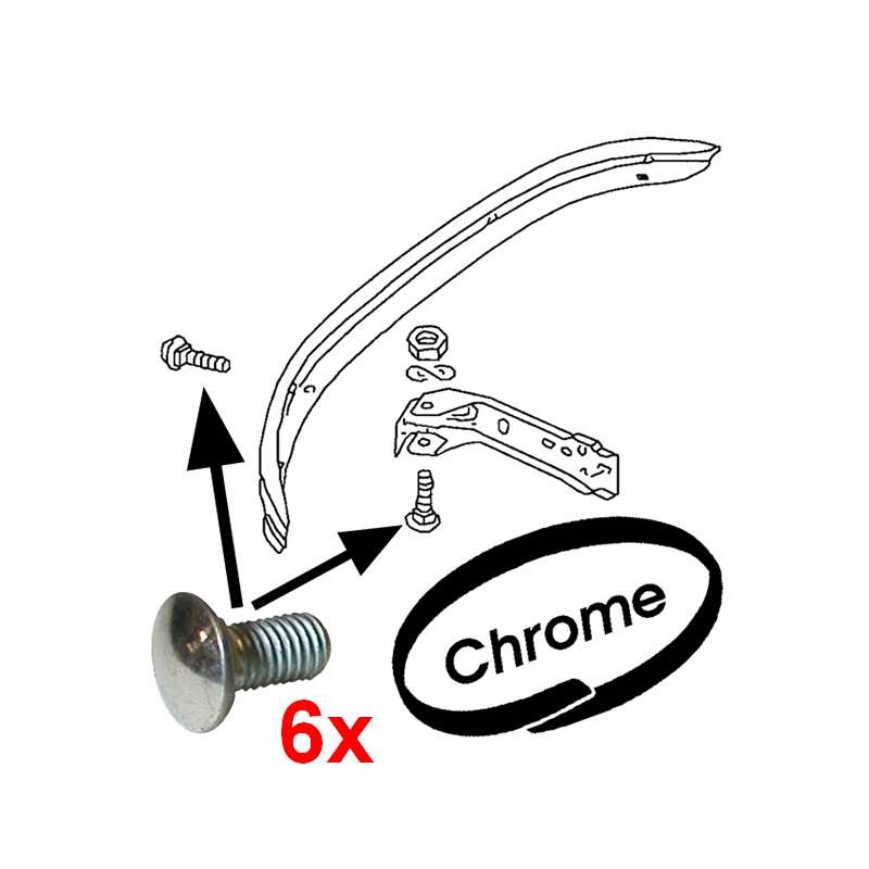 M8 slotbouten: (M8x15) Bumperbouten set chroom 6 stuks  113707191C