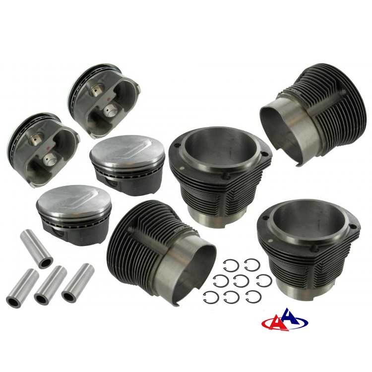Big-bore cilinder/zuigerset 2413 cc. Type 4 motoren boring 104 mm slag 71 mm. carter 109 mm cylinderkoppen 115 mm 