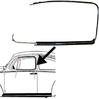 Deurruit rubber met sierlijst Kever, zwart, links, German OE quality 113853321S