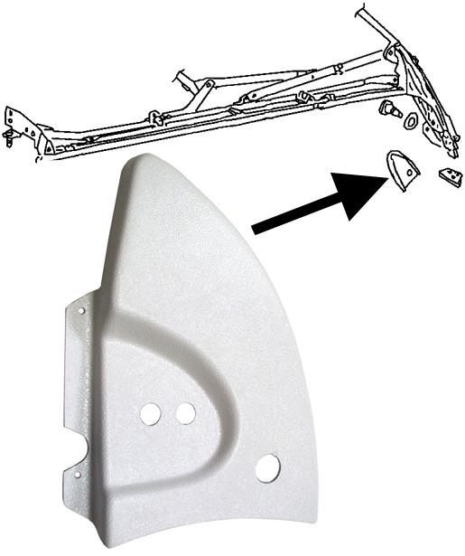 Afdekking scharnier cabrio kap Kever, rechts, wit 151871198E