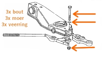 Stang / Steun wielophanging montageset (T25/ T3 t/m modeljaar1984)