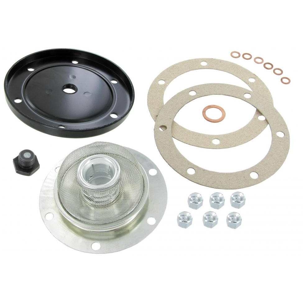 Carterdeksel set met magnetische aftapplug zwart. Type 1 motoren 8/1969 en later. Type 3 motoren 8/1969 en later. CT/CZ 