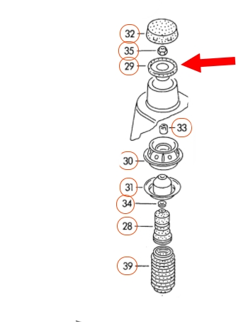 Veerpootlager / Veerhouder vooras 1H0412319B