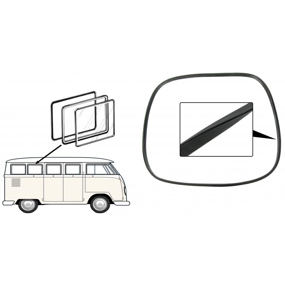 Pop-out zijruit rubber op ruitframe (per stuk). Bus T/M 7/1967 211847131A