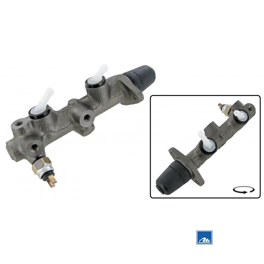 Hoofdremcilinder Ø19.05 mm gescheiden rem systeem. Kever 1200/1300/1500. Karmann Ghia. Kübel. 1 rem schakelaar LHD 113611015BC