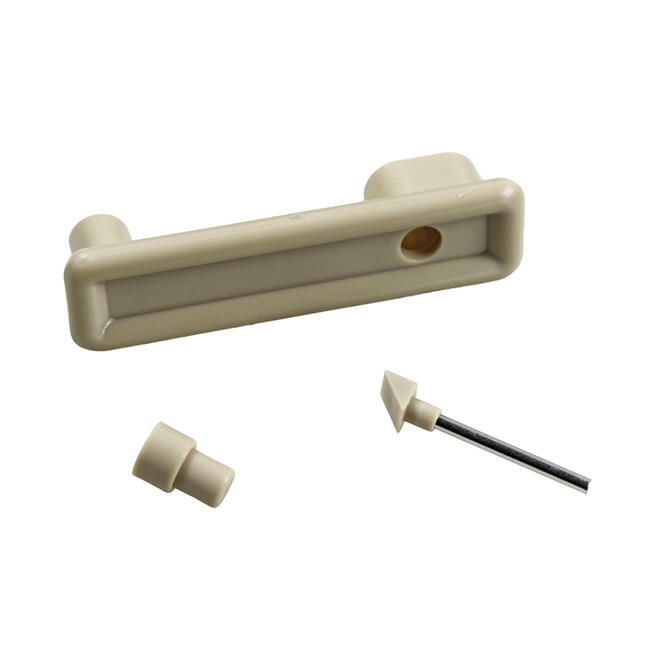 Kastdeur handvat met slot beige (per stuk). Bus Westfalia 8/1967 T/M 7/1979 231070965,231067138A,231067156A