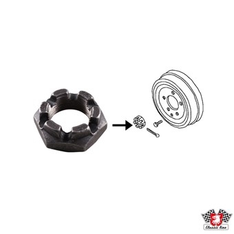 Kroonmoer voor remtrommel achter, 6 tands, M30x1.5 N90149601