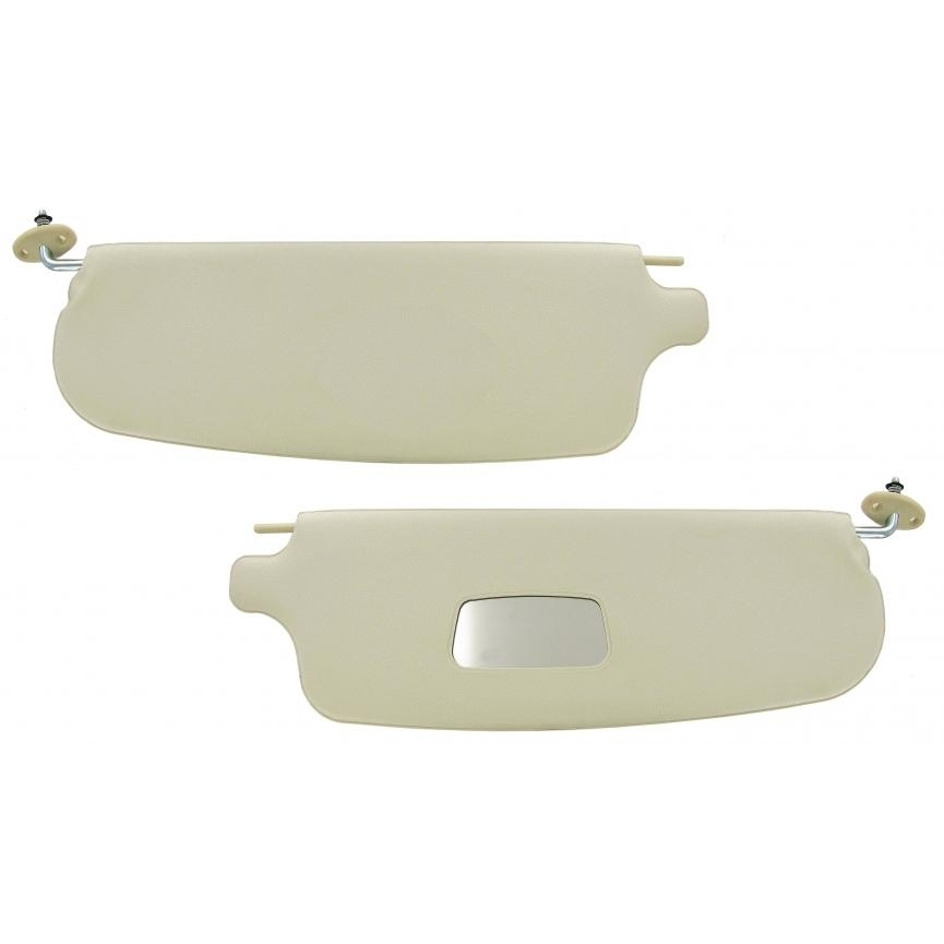 Zonnekleppen wit met spiegel (Set). Karmann Ghia 8/1964 en later 