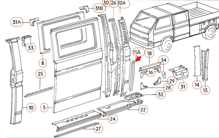 Aanslag T25 / T3 Doka links 248809261