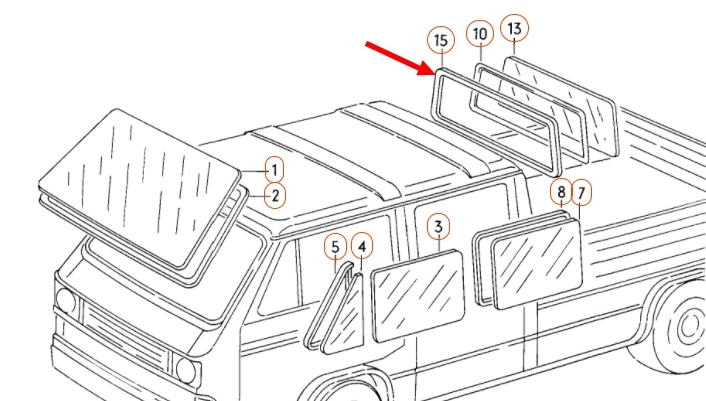 Achterruitrubber T25 / T3 Enka / Doka 245845521