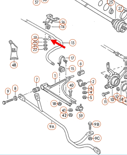 Klem voor stabilisatorrubber Golf 1 171411337