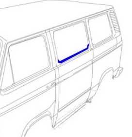 Reparatiedelen ruitsponning zijraam / raam schuifdeur T25/T3 (3-delig) 