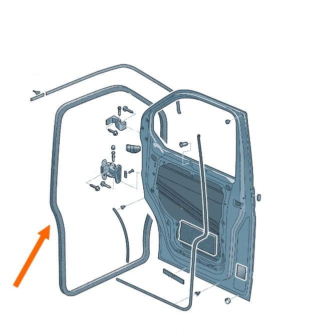 Portierrubber rechts binnen T5 bus 7E0837912B