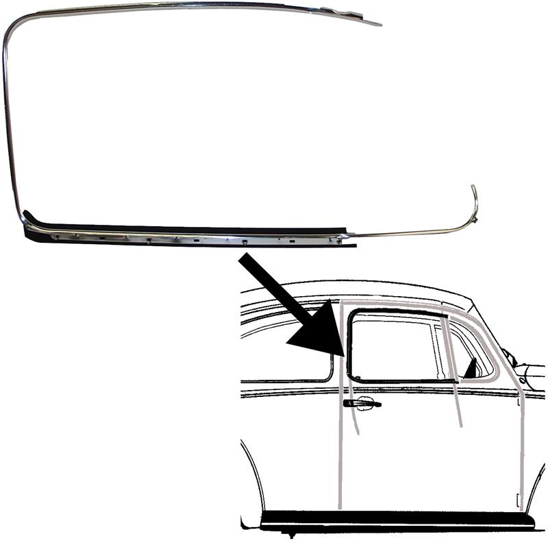 Deurruitrubber Kever met sierlijst chroom links 113853321D