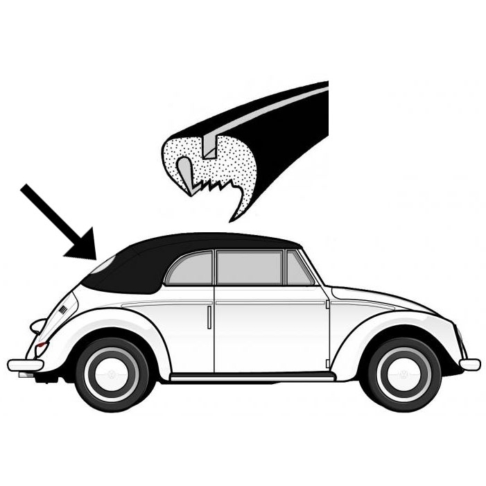 Achterruitrubber Cal-look. Kever 10/1952 T/M 7/1957 (cabriolet) 