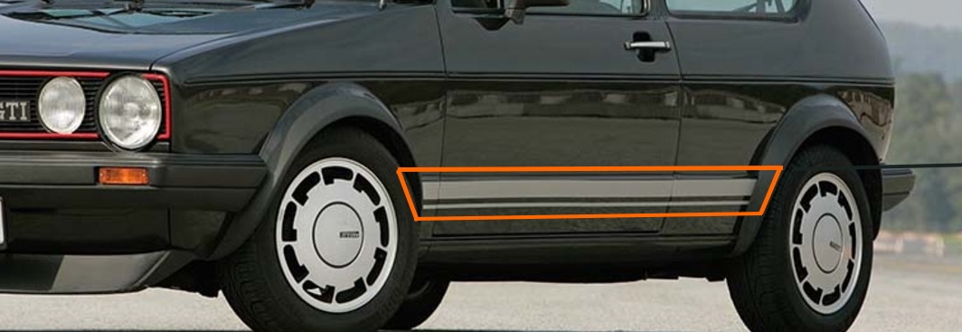 Vinyl stickerset Golf 1/2 Jetta 1/2 zijkant silver