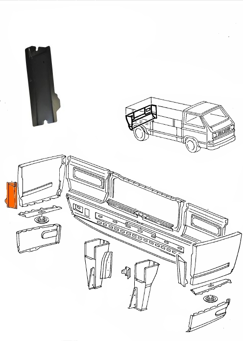 Verbindingsplaat achterhoek T25 / T3 Doka rechts 245813394