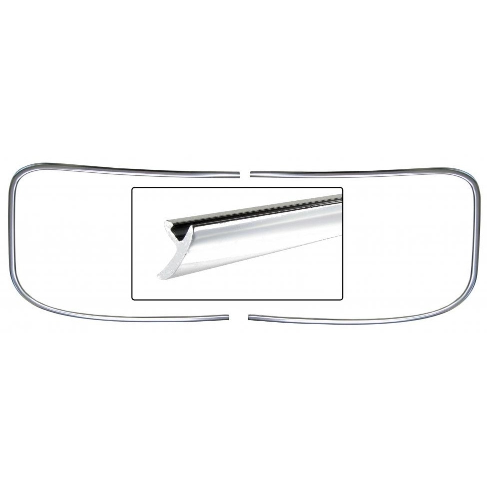 Achterruitrubber sierlijst (2 delig). Karmann Ghia 1966 (146 530 703) en later 143853355A,143853356A