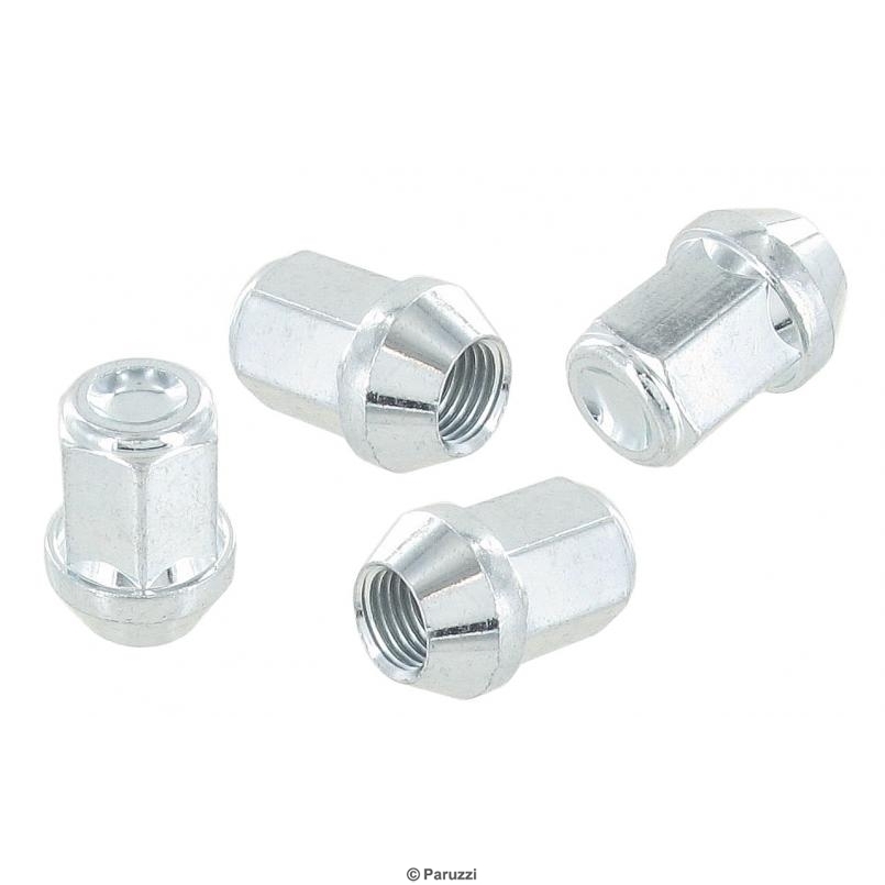Wielmoeren staal gegalvaniseerd 4 stuks. M14 X 1.5 - dop 19 mm - lengte 33 mm - conische kop 