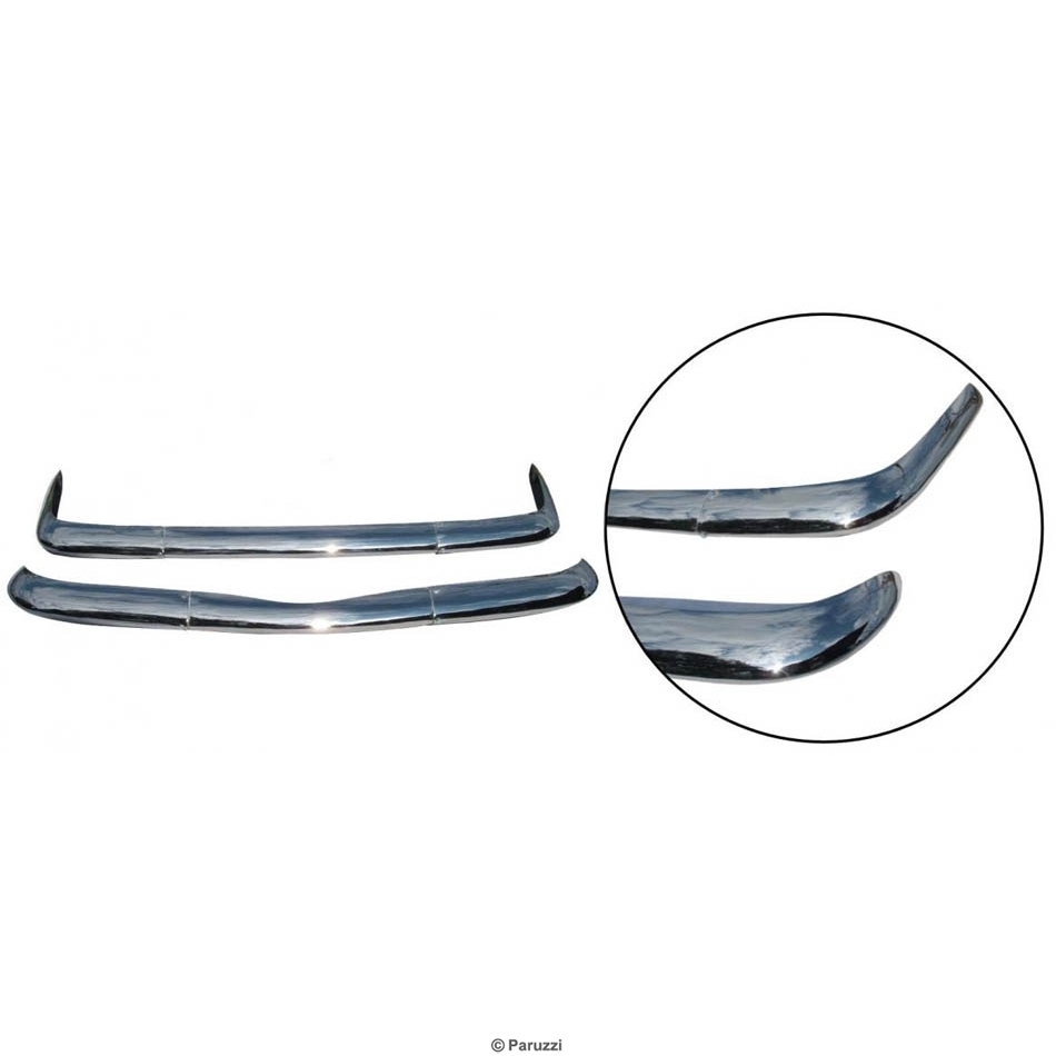 Bumpers RVS exclusief rozetten (Set). Karmann Ghia 8/1969 T/M 7/1971 