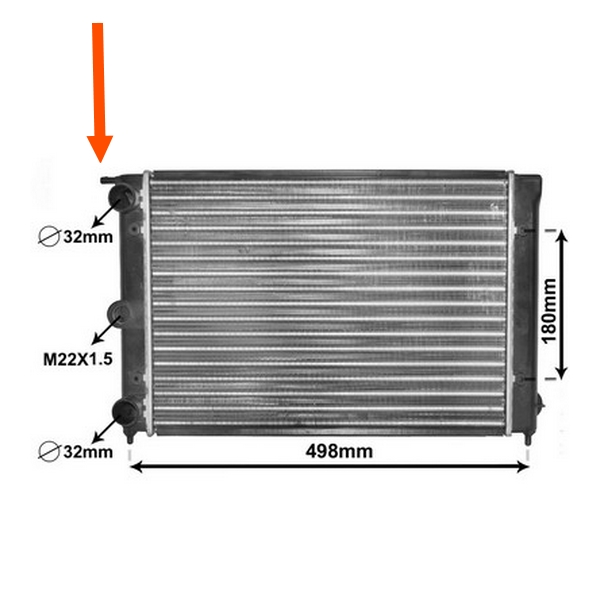 Radiateur, 430x322 mm, PL/ALU 171121253CJ (Golf 1/2 / Polo 86c/ Derby e.d.)
